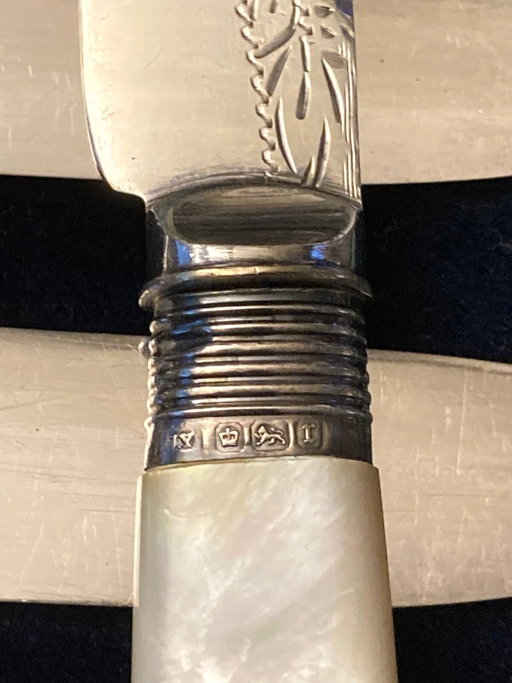 VINTAGE 6 PIECE KNIVES MOTHER OF PEARL HANDLES ENGLISH MARKED BLADES - Image 4 of 4