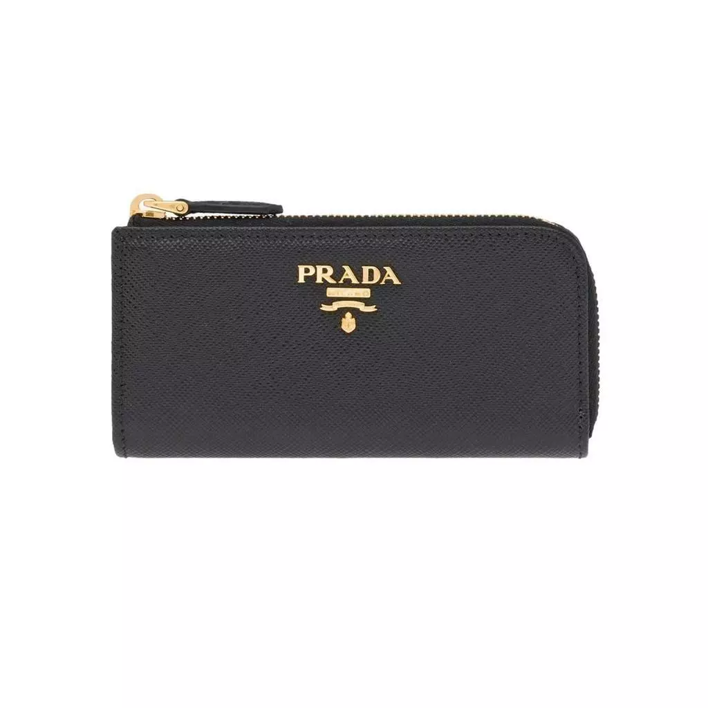 Prada Black Saffiano Leather Key Holder Pouch Wallet 1PP026 Prada Black Saffiano Leather Key Holder Pouch Wallet 1PP026