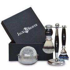 Luxury Mens Shaving kit 5 Edge Razor Synthetic Hair Brush Grooming Set Gift Box