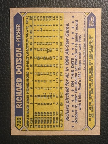 1987 Topps Baseball - Pick A Card -#601 - #792 - Picture 270 of 446
