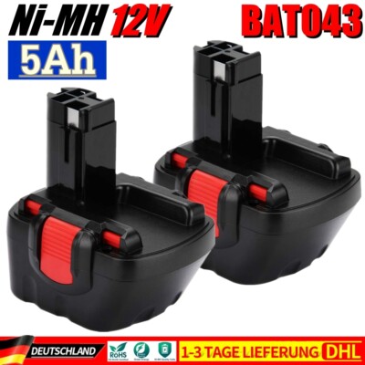 2X Ersatzakku 12V 5Ah Für Bosch BAT043 BAT045 2607335262 PSR 12VE-2 GSR 12-2 BH