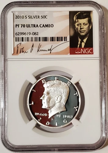 2010-S 50C KENNEDY NGC PF70UCAM Kennedy Facsimile Signature Silver Proof Coin..