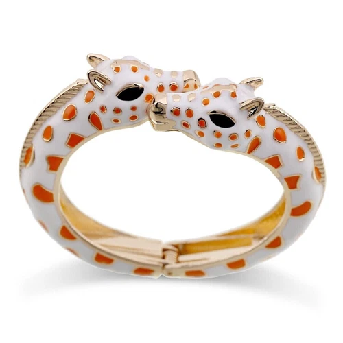 Enamel Giraffe Cuff Bangle Bracelet Multicoloured Gold Plated UK .