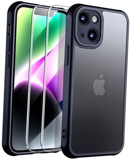 for iPhone 14 Plus Case, [Military-Grade Protection] [with 2 pcs Screen Black