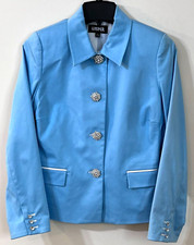 VINTAGE KASPER Women's Jacket Size 8 Beautiful Blue 4 Bling Button Front