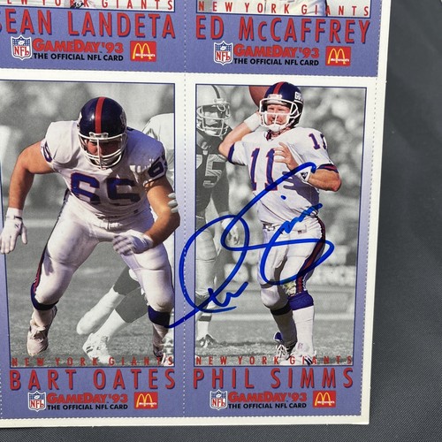 Phil Simms 1993 McDonalds NY Giants Gameday Sheet signed card JSA /Coa - Picture 3 of 3