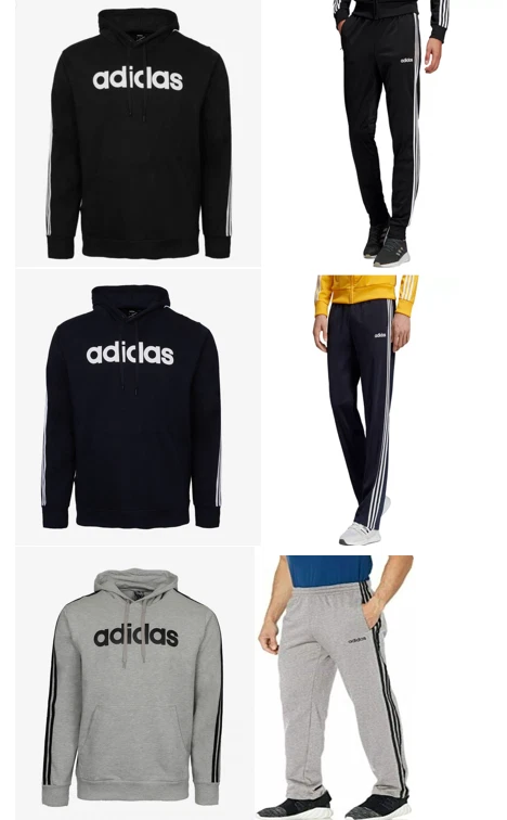 Mens Adidas Fleece Hoodie & Jogger Set Pants Hooded Pullover Outfit New