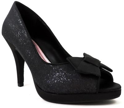 Kenneth Cole UNLISTED Women's Natural Instinct Open Toe Pumps Black Silver 7.5 M