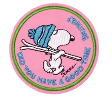 SNOOPY - DID YOU HAVE A GOOD TIME SKIING? - PEANUTS - Embroidered Iron On Patch