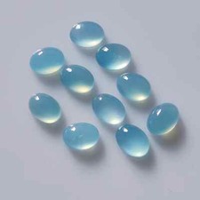  WHOLESALE NATURAL AQUA CHALCEDONY CABOCHON OVAL SHAPE LOOSE GEMSTONE