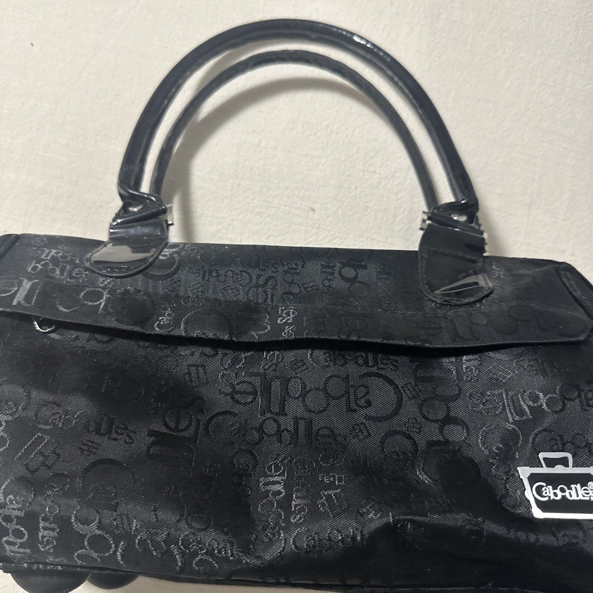 Caboodles ENVY Large Black Travel Makeup Case Doctor's Bag Pink Polka Dot  Lining