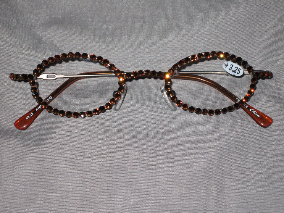 Made with Swarovski Crystal Jeweled Reading Glasses +3.25 Bling Wire