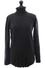 Di Bari Womens Sweater Turtleneck 38 Gray Charcoal Lightweight Turtleneck Virgin Wool