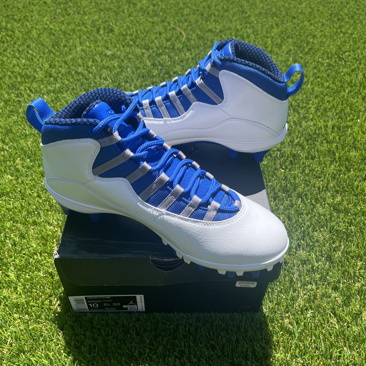 Nike Jordan 10 TD MID Football Cleats CQ2073-104 White Game Royal Men\'s Size 10 Jordan 10 TD - Size 10 Mid White Game Royal CQ2073-101 BRAND  main image 4