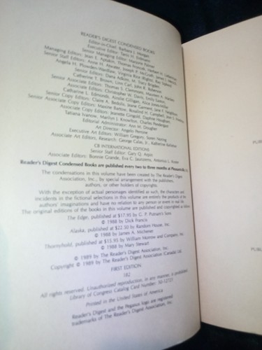 Reader's Digest Condensed Books Volume 2 1989 First Ed Michener Francis Stewart - Picture 5 of 7
