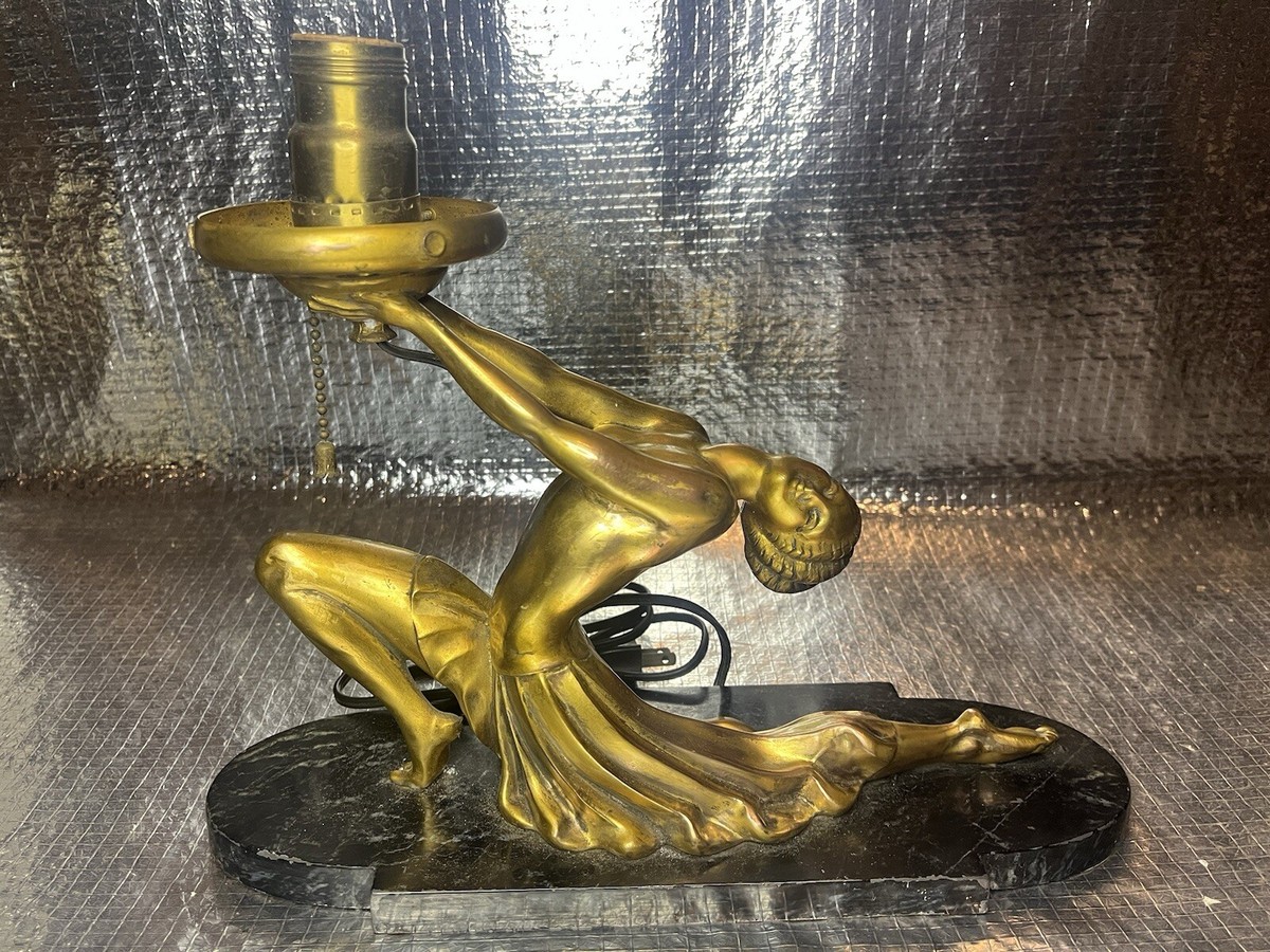 VERY RARE ARTDECO FRANKART STYLE RONSON NUDE LAMP SOLID BRASS 1912