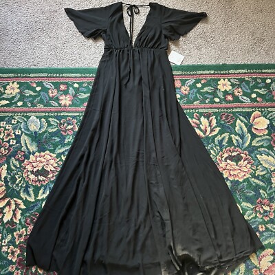 Show Me Your Mumu Maxi Dress Small Black Chiffon Emily Empire