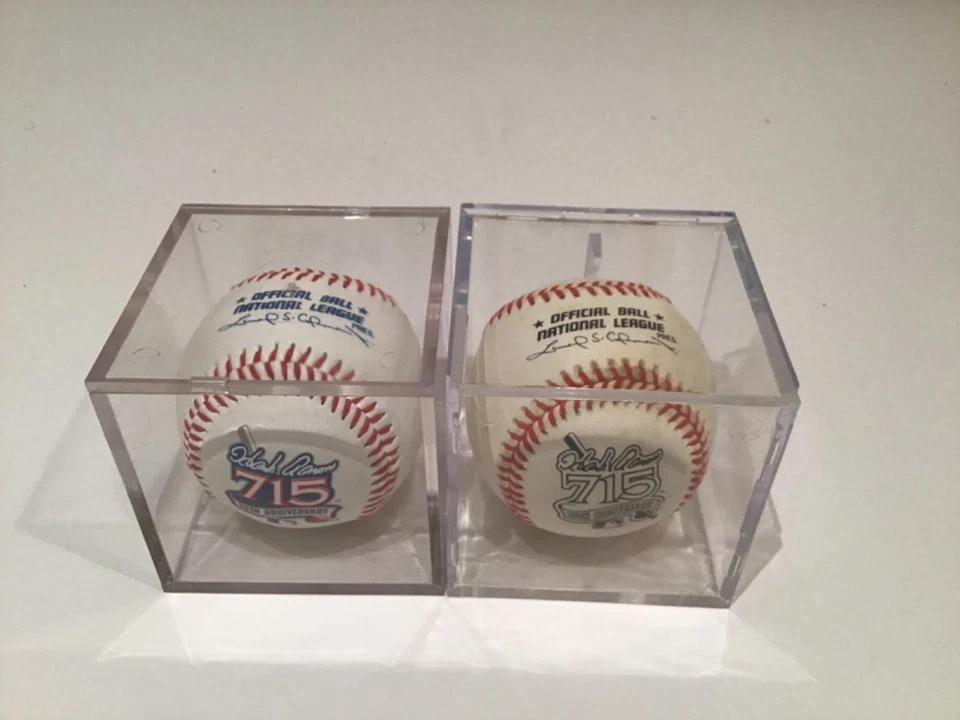 Hank Aaron Commemorative 715 HR Rawlings Official Baseballs, Assort Pins + Patch - Image 3 of 4