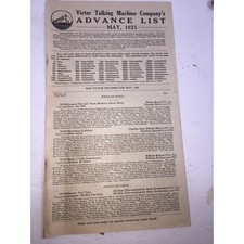 Vintage 1921- Victor Talking Machine Advance Order List! Rare!