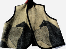Vintage Western Reversible Wool Vest with Horse Designs On the Front  Collar