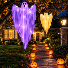 Halloween Ghost LED Hanging Light Up Decoration Spooky Haunted House Outdoor