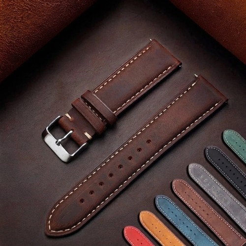 Mens Watch Strap Handmade Genuine Leather Vintage Wrist Band 18MM 20MM 22MM 24MM