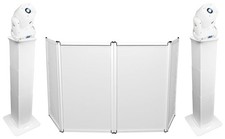 2 Rockville ROCK SPOT 260W WHITE DJ Moving Head Lights White Totem Stands Facade