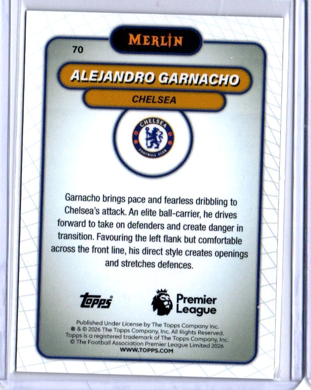 2026 TOPPS MERLIN CHROME PREMIER LEAGUE ALEJANDRO GARNACHO BLACK MOJO # 06/10 view 2