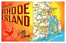 Postcard RI Map - This is Rhode Island - Little Rhody - map cities and highways