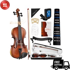 NEW 4/4 Violin Fiddle Full Set Starter Kit with Case Bow Strings