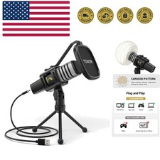 USB Microphone for PC, Cardioid Condenser Computer Mic with Tripod Stand, Pop...