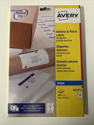 Avery Etiketten J8159-25 Instant Dry Inkjet Etiketten, 24/Blatt, 25 Schkt/Packung 600 insgesamt