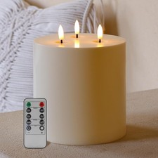 Large Outdoor Candles with Remote Waterproof 6"x6" Flickering Flameless Candl...