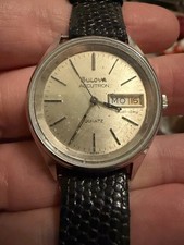 Vintage Bulova Accutron Dual-Day Quartz 1979 N9 Swiss Silver Dial Men's Watch