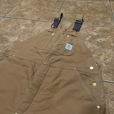 CARHARTT Dungarees Quilt Lined 42 x 32 Overalls Work Padded Bib Insulated