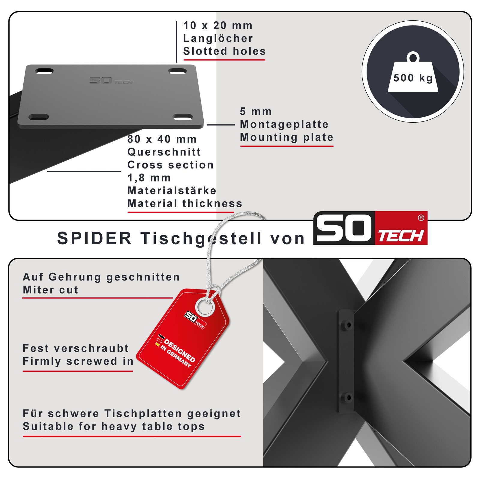 Telaio per tavolo Spider in metallo foto 2