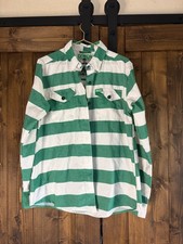 Dixxon Flannel Company The Rebel Green and White Striped Button-Up Flannel Shirt
