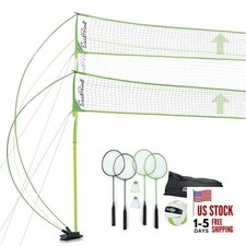 EastPoint Easy Setup Volleyball Badminton Set - Regulation, Light Green/Black