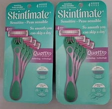 Skintimate Quattro Sensitive Skin 4 Blade Razors Unscented 4pk 2 boxes