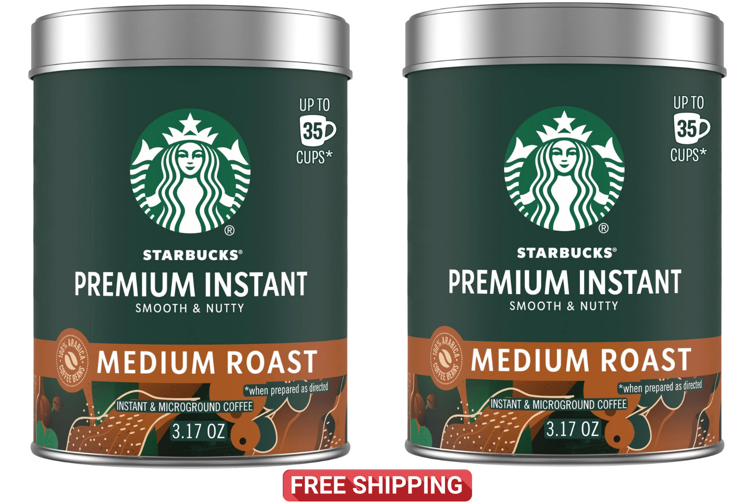 (2 Pack) Starbucks Premium Medium Roast Instant Coffee 3.17 