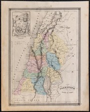 1860ca - Carta Geografica Antica Di La Palestina & Gerusalemme - Incisione