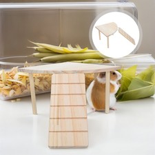 Khaki Wooden Hamster Platform with Ladder Small Pet Cage Resting Ledge