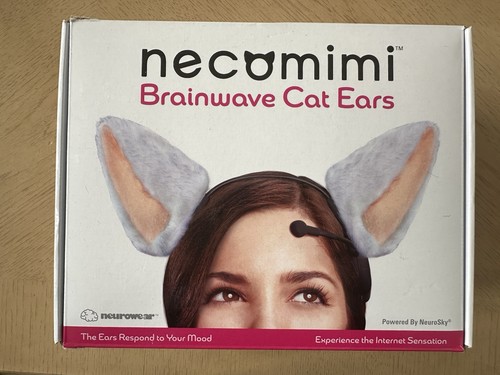 Neurosky Necomimi Black High Focus Brainwave Controlled Cat Ears Headband In Box