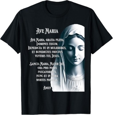 New Limited Latin Hail Mary Blessed Mother Rosary Prayer T-Shirt