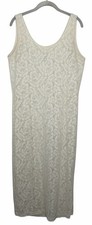 Authentic 1990s Express Tricot Ivory Crochet Midi Romantic Dress Size M