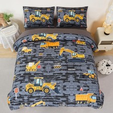 Construction Full Size Bedding Set for Boys Tractor Cars Kids Comforter Set 5...