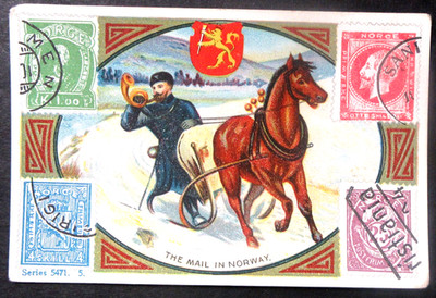 1910 D73 NORWAY #29 Stamps & Mail Carriers CRISPY TOP BREAD card