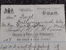 1907 Oban H.&D.McCowan Grocers&Provision Merchants Stevenson Street Billhead