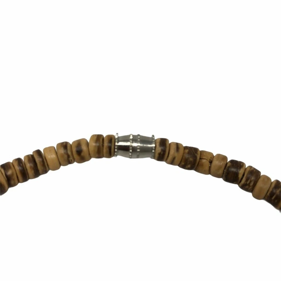 Collar Boho Hawaiano Surfer Joyería Marrón Coco Madera Cuentas 16 1/2" Hecho a Mano Foto 2 de 4