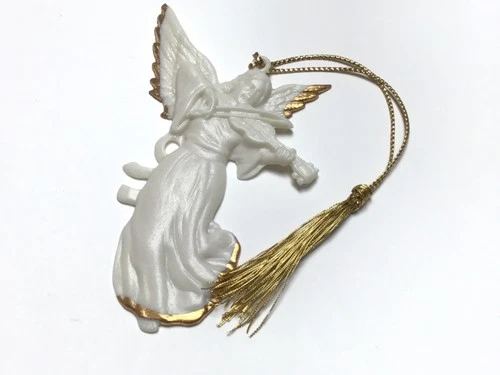 Lenox Angel Violin Ornament Golden Renaissance Angel Collection Bisque Gold Edge